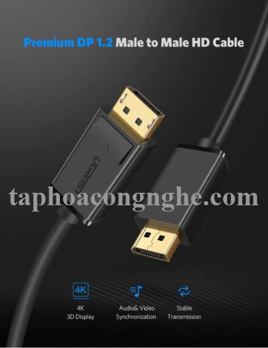 Ugreen 10213 5M Màu Đen Cáp 2 Đầu Displayport chuẩn V1.2 thuần đồng DP102 30010213